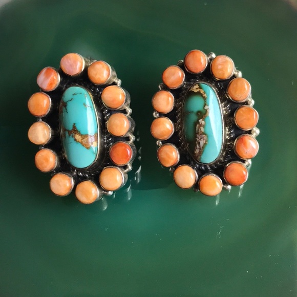 Native American Jewelry - *SOLD* Native American Turquoise & Coral Earrings